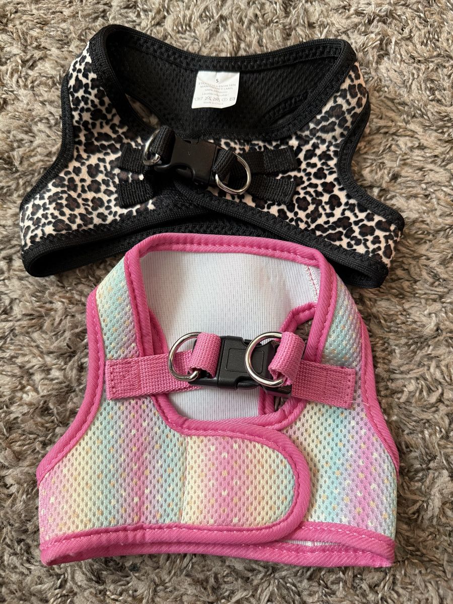 Dog harness vest shiny pink pastel multicolored &