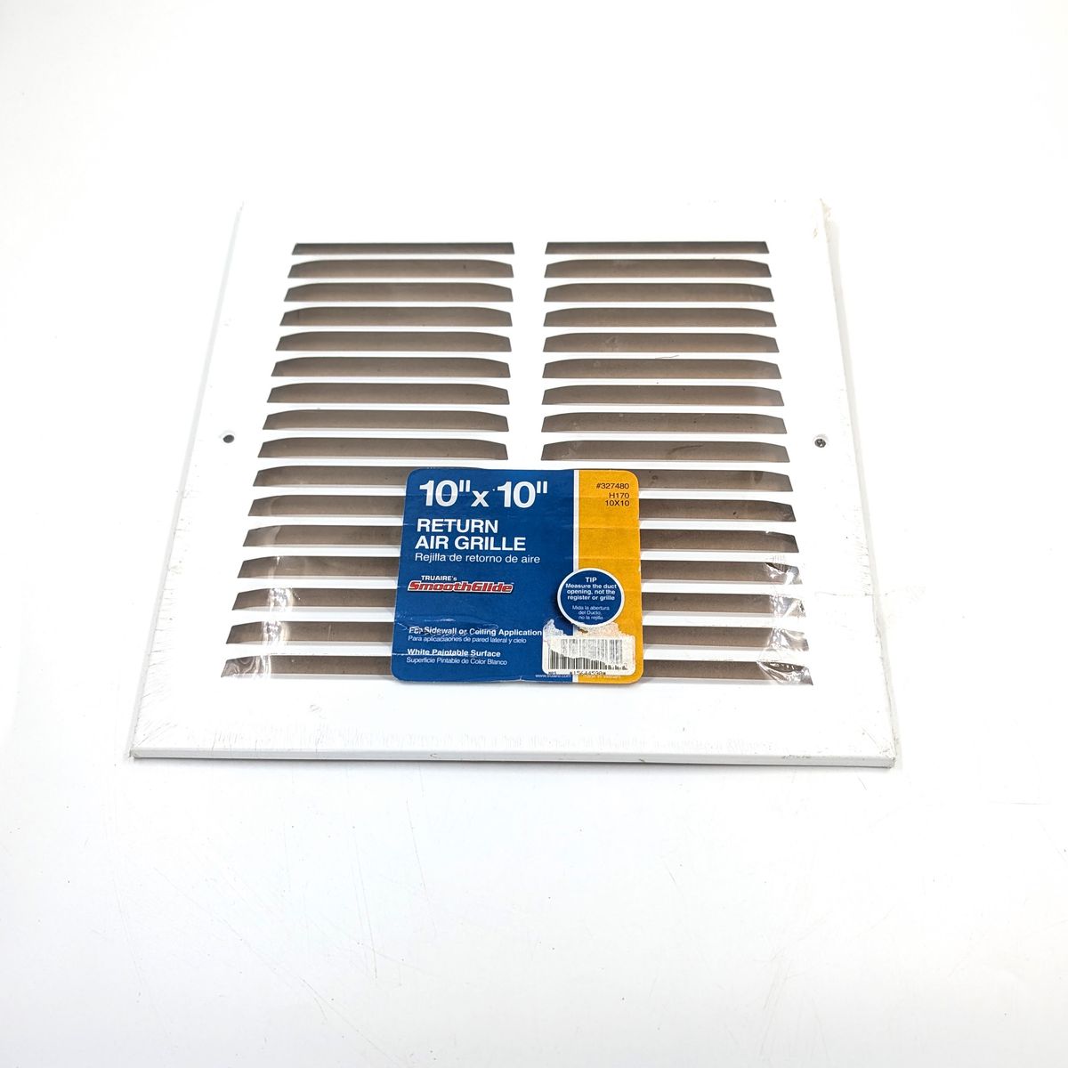 10 x 10 Inch SmoothGlide HVAC Return Vent Air Grille White Steel