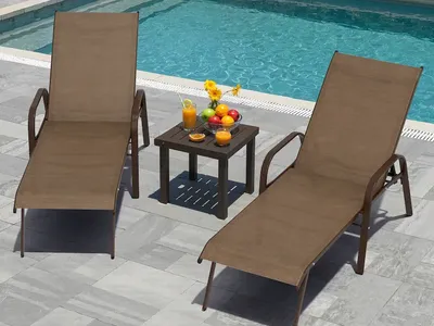 Set of 2 Outdoor Patio Adjustable Back Chaise Lounges