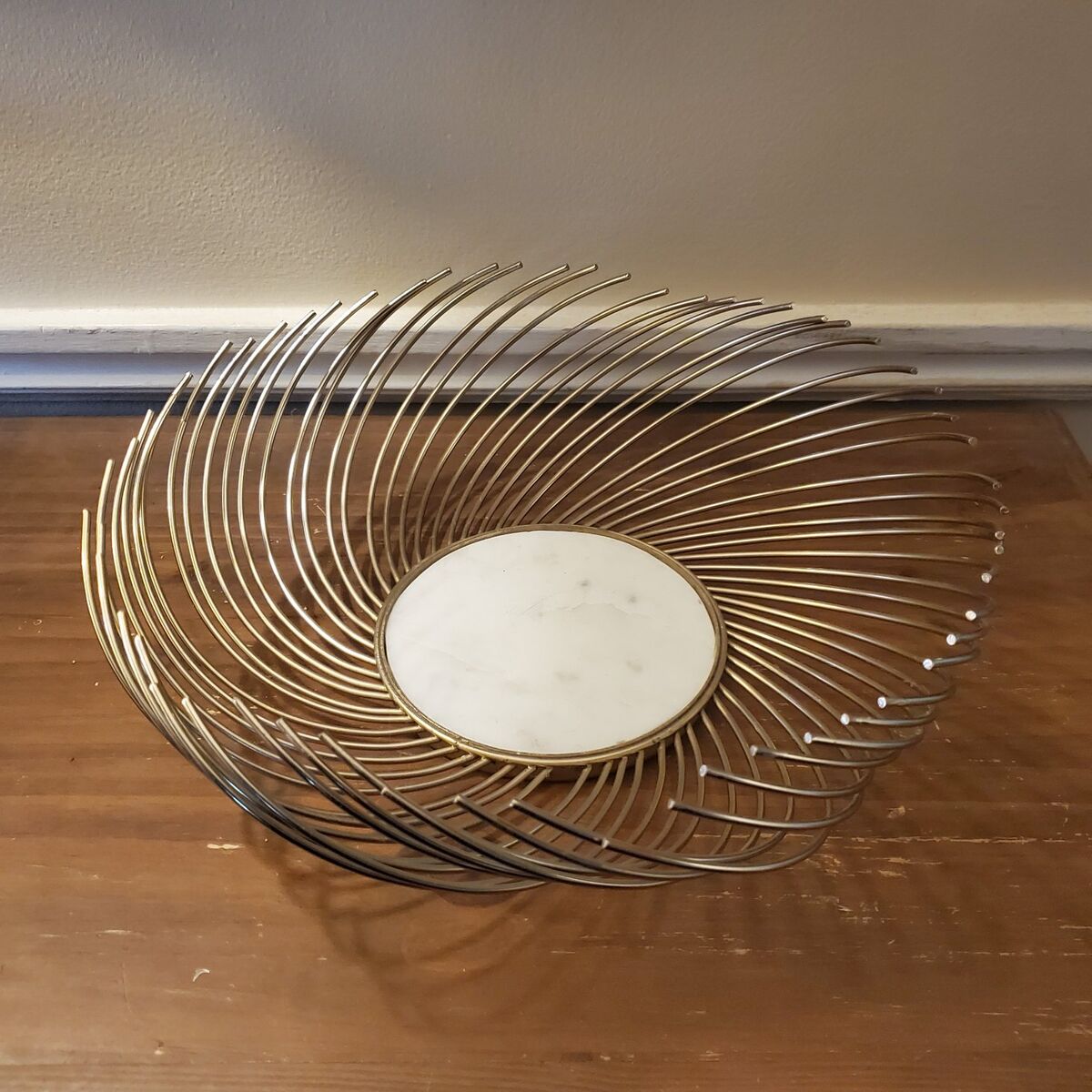 Z Gallerie Large Gold Wire + Marble Bowl