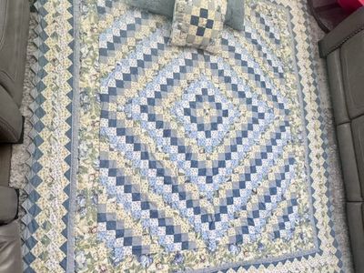 Large Handmade Quilt And Pillows
