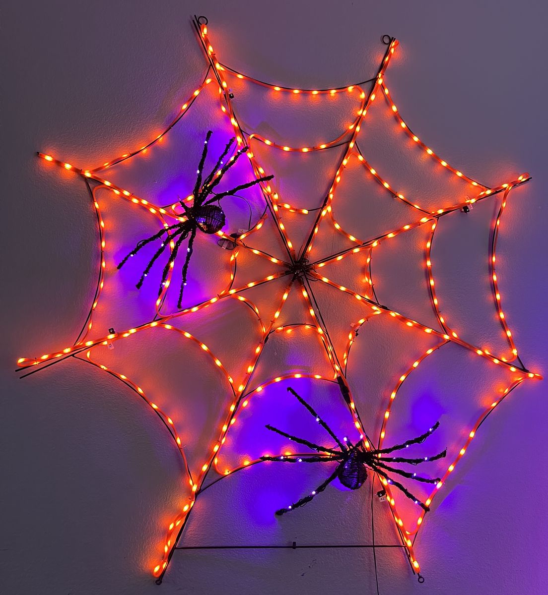Halloween 5' LED Orange Lights Spider Web Animatronic Graveyard Cemetery Home Decor Decoration Prop