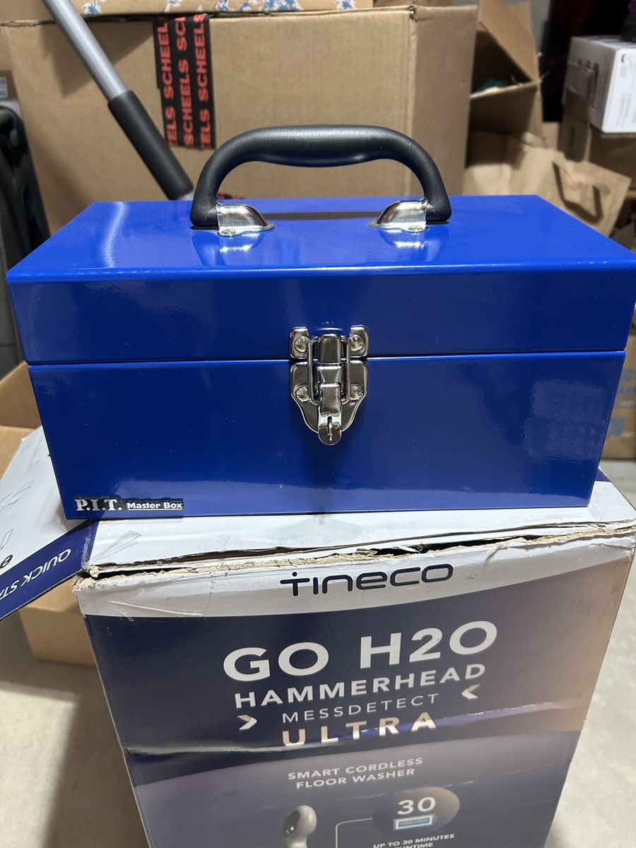 P.I.T Metal blue tool box removable tray drawer