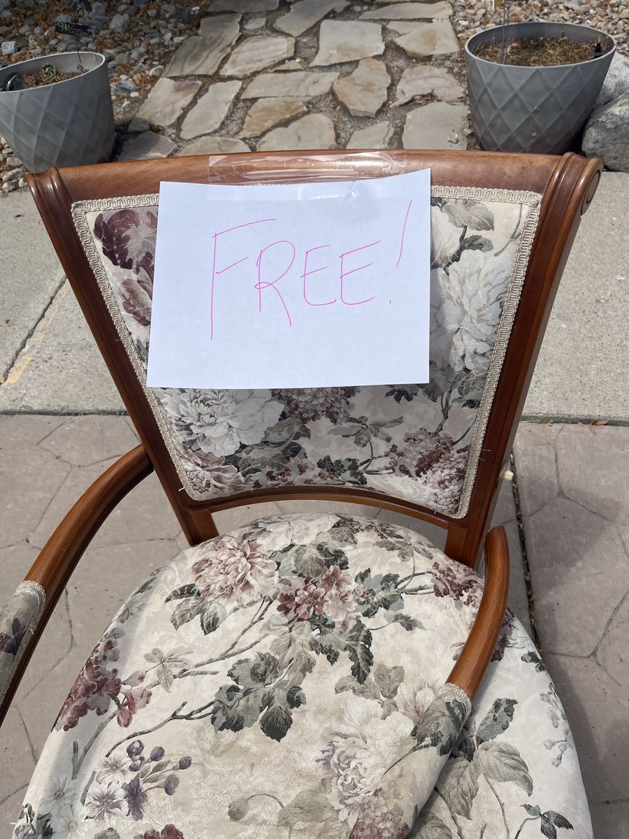 Vintage Floral Upholstered Wooden Armchair - FREE