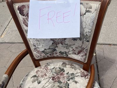 Vintage Floral Upholstered Wooden Armchair - FREE