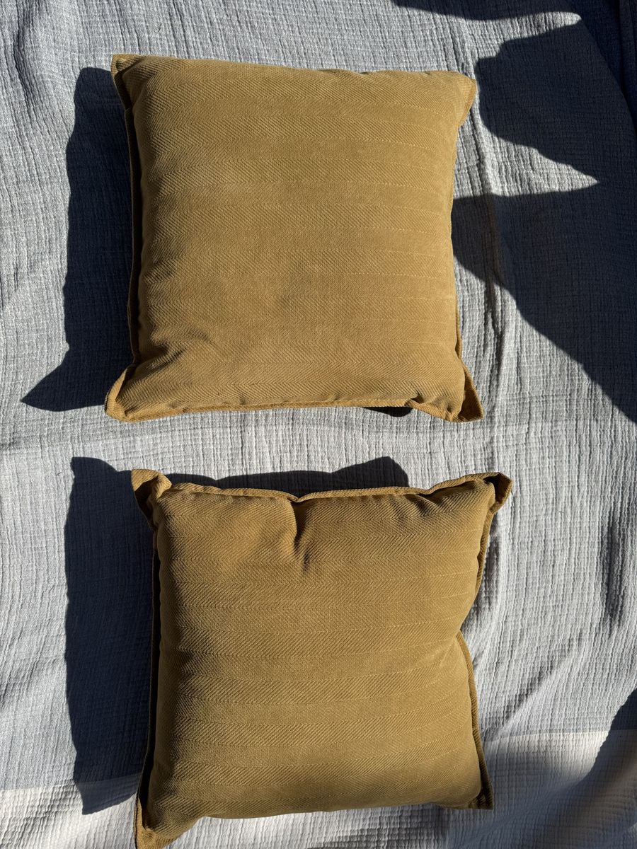 Mustard yellow herringbone pillow set of 2