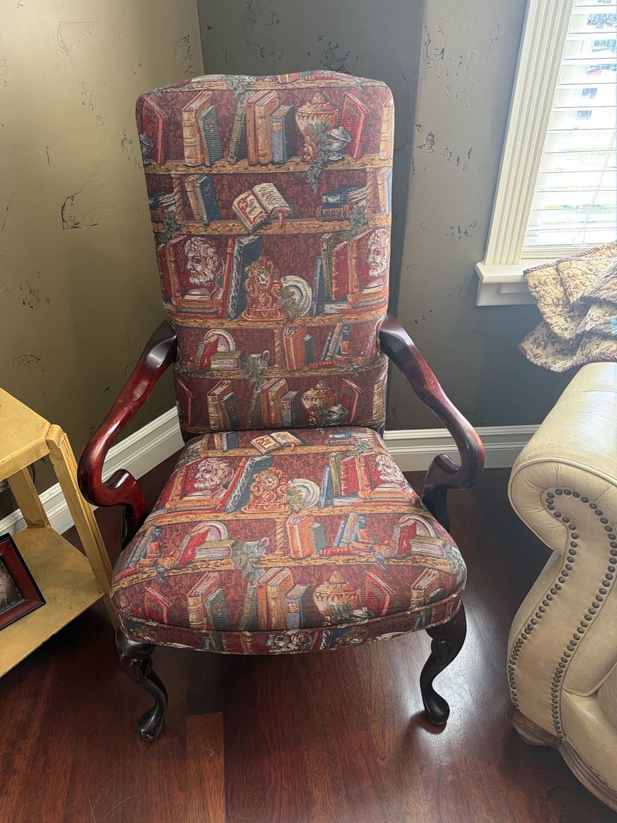 Set of 2 Upholstered Accent Chairs with Bookshelf Fabric
