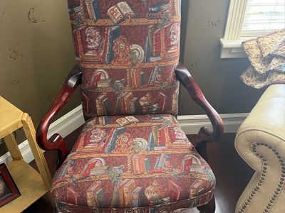 Set of 2 Upholstered Accent Chairs with Bookshelf Fabric