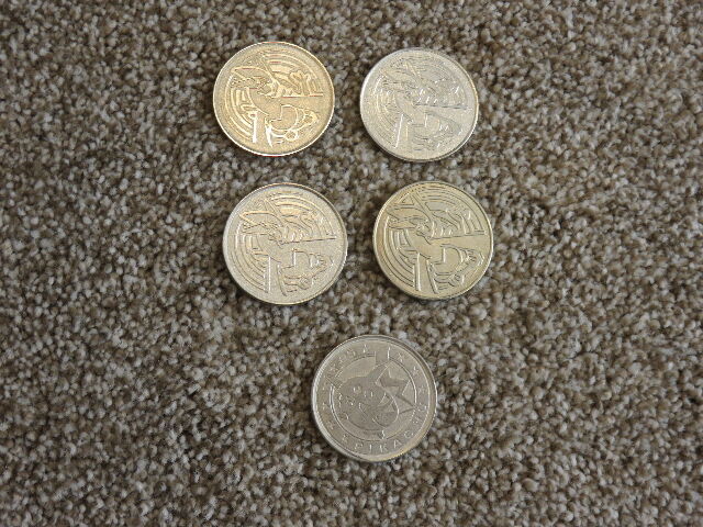 2001 Pokemon Nintendo Wizards TCG Promo Tokens - Four Lugia and one Pikachu Coins