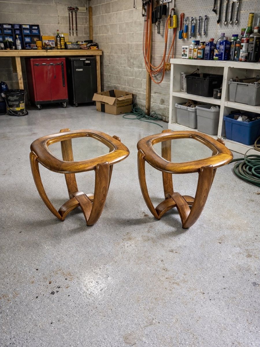 70’s End glass top end tables