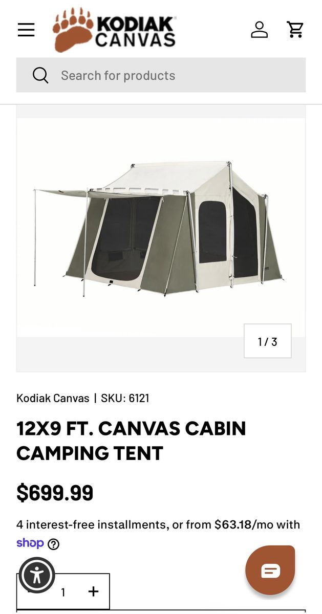 Kodiak Canvas 12x9 Ft Canvas Cabin Camping Tent 6-Person $200 obo