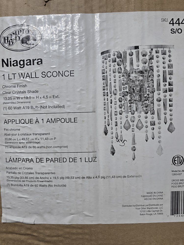 Hampton Bay Niagara Wall sconce