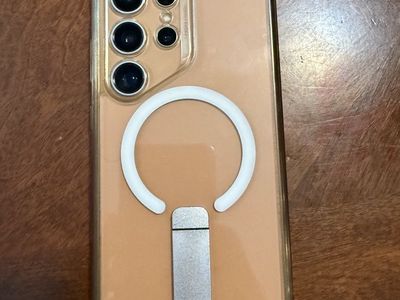 Samsung Galaxy S24 Ultra 512GB Unlocked - Orange Cream, in Clear Magnetic Case w/ Kickstand