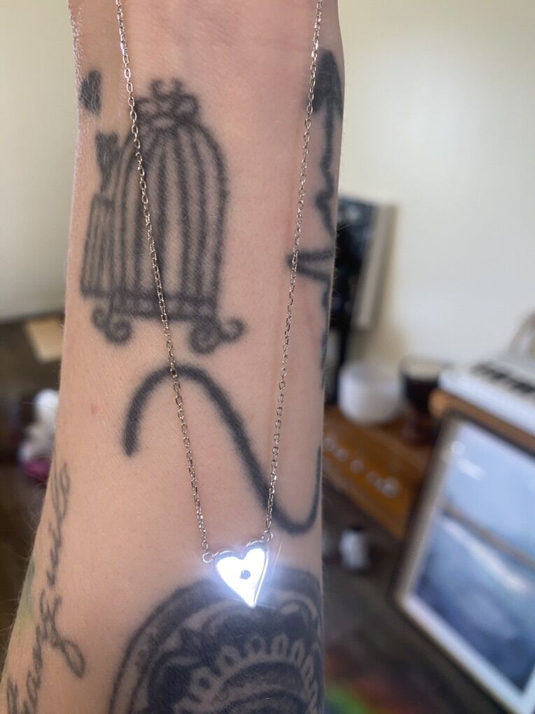 Sterling Silver Heart With Black Diamond Necklace