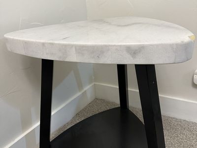 Corner Side Table with Shelf