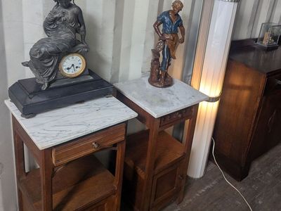 Antique nightstands with marble top.