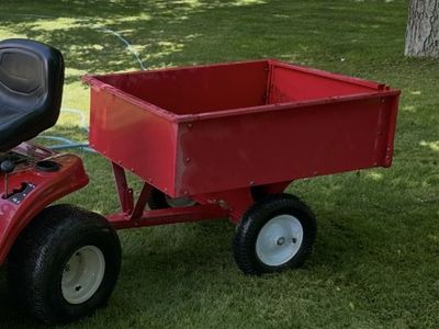 Red Metal Garden Cart / Utility Trailer for Riding Mower - Yard Work Hauler