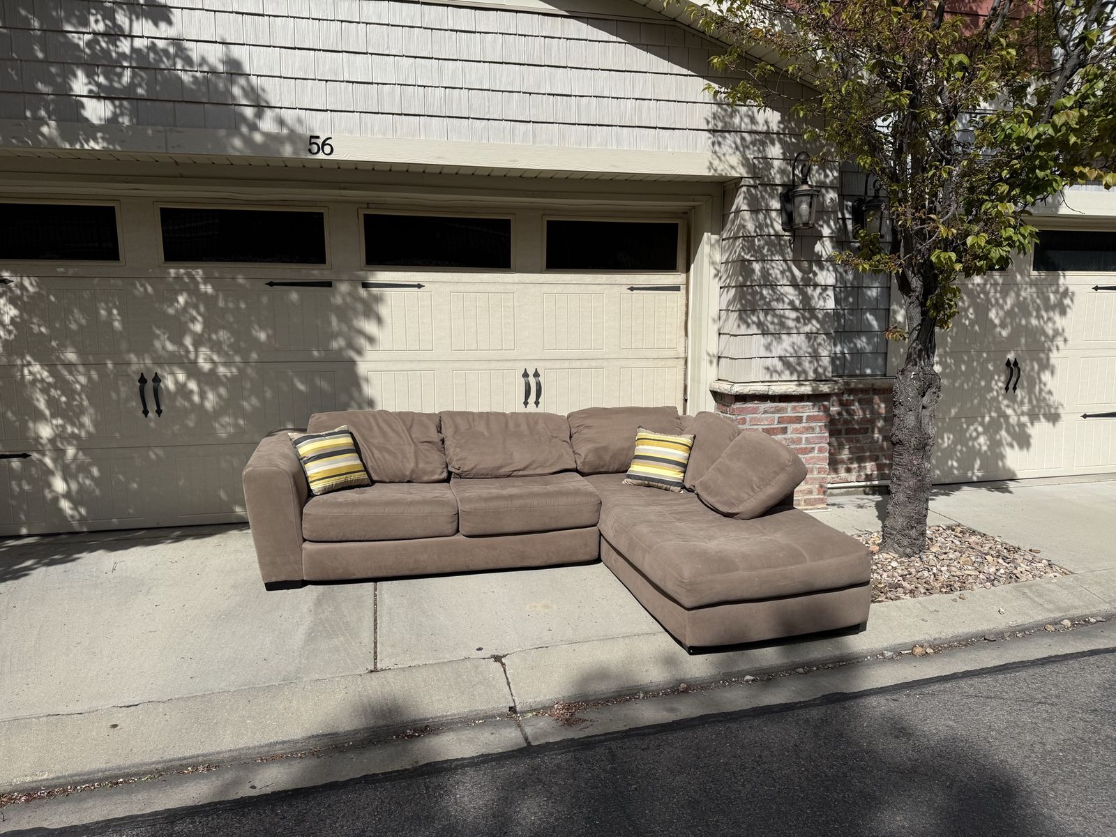 Plush Tan Sectional With Chaise
