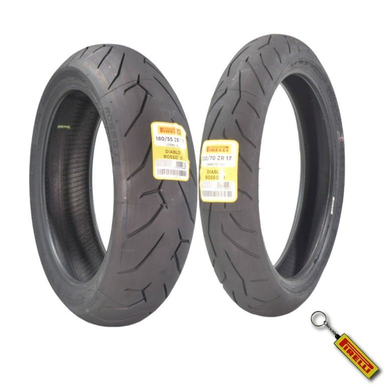 Pirelli Diablo Rosso II motorcycle Tire Set 120/70 ZR 17 & 180/55 ZR 17 FREE cover &battery charger