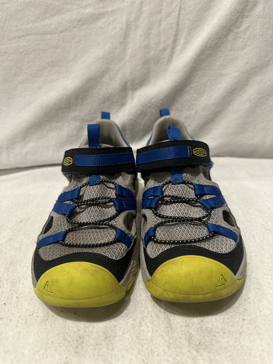 Keen youth size 1 gray with black/blue trim, hiking or water sandals