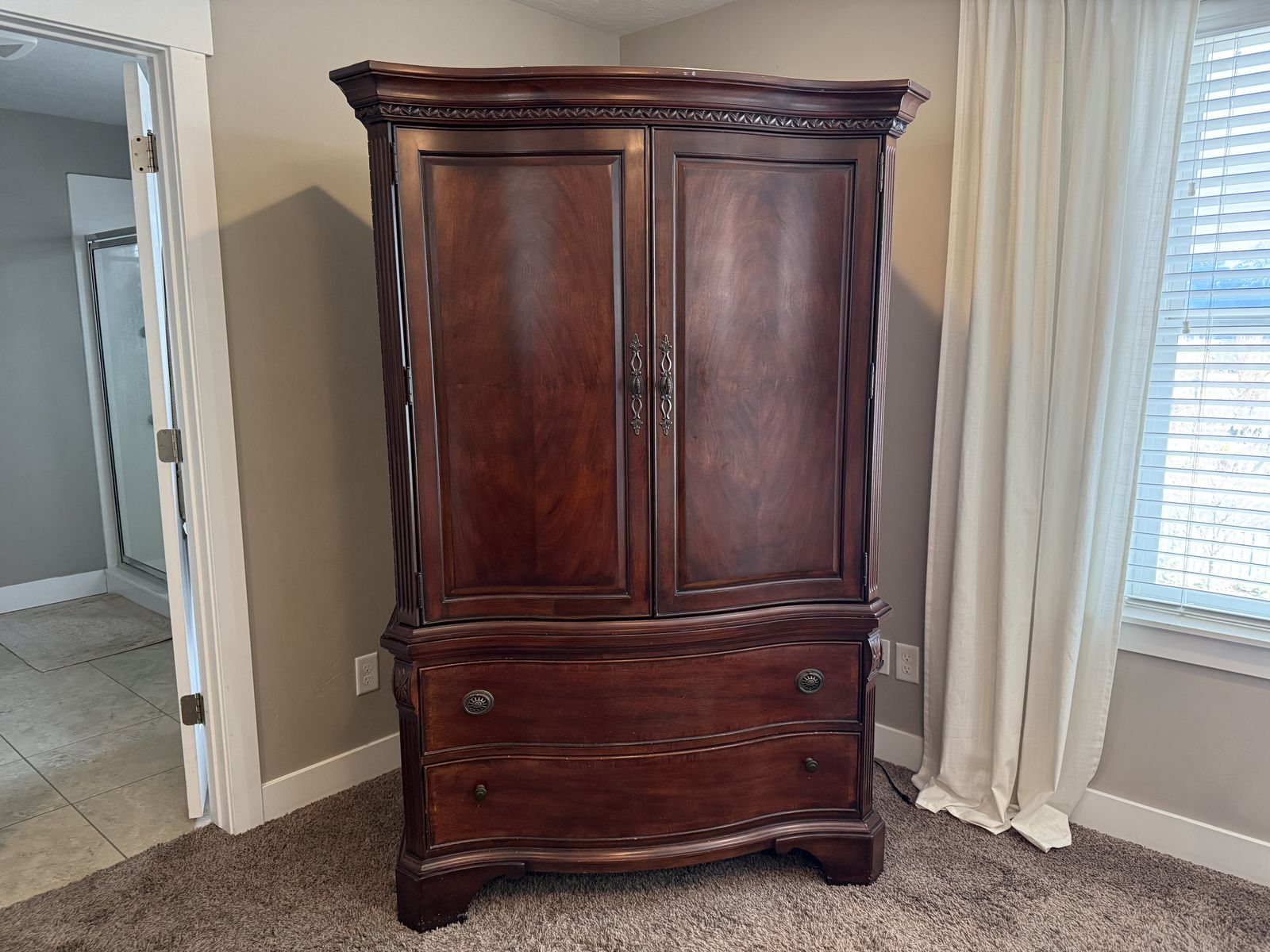 Dual Purpose Mahogany Armoire - Cedar Lined