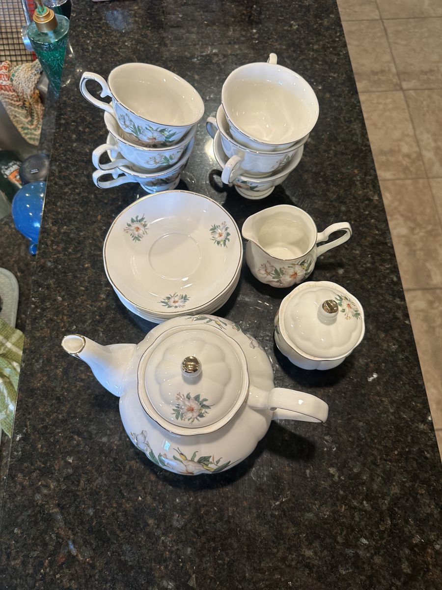 Vintage White Floral Teapot set 