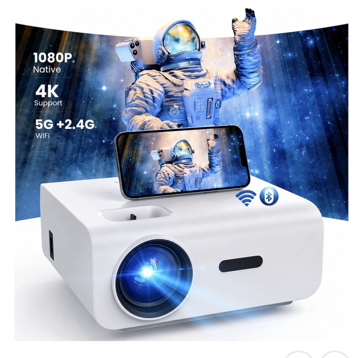 Groview Native 1080P Projector with 4K Support and WiFi