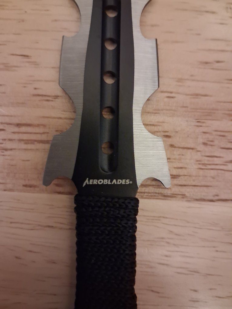 AeroBlades Throwing Knife Black Cord Wrapped Handle Stainless Steel