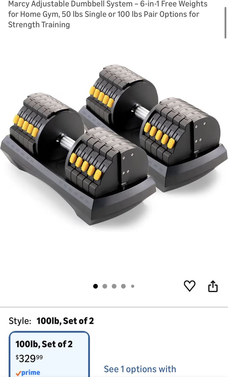 ProForm Adjustable Dumbbell Set w/ Stand – 10–50 lb Pair