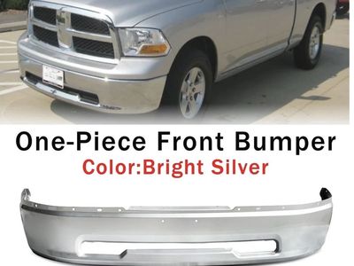 Bright Silver One-Piece Front Bumper for 2009-2012 Dodge Ram 1500 (DS/DJ) - Painted