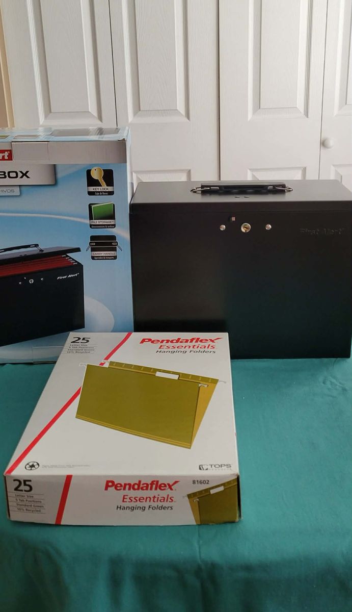 First Alert File Box + Pendaflex Hanging Folders (25 ct) New