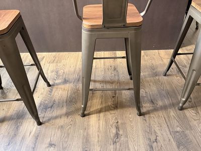 Industrial Style Bar Stools with Wood Top - Set of 7, 24" Seat Height swivel seat