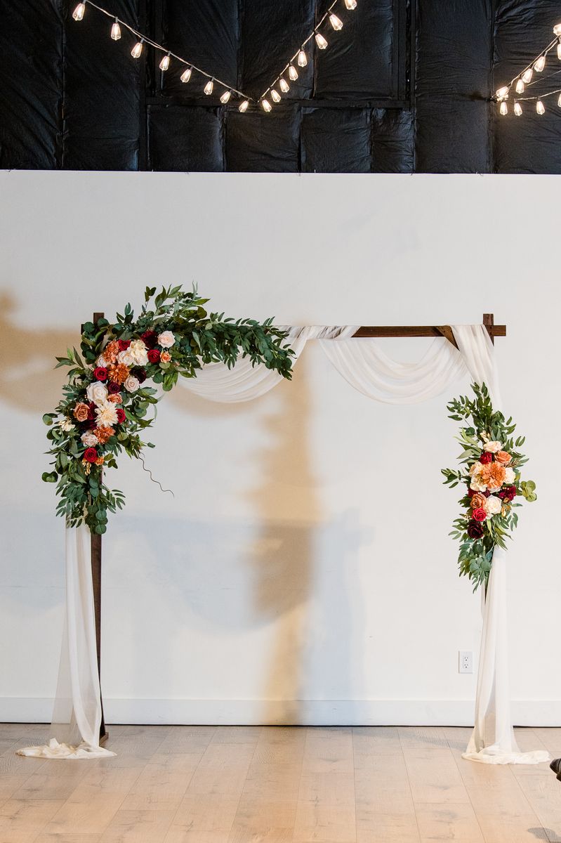 Wedding arch flower and drapery set