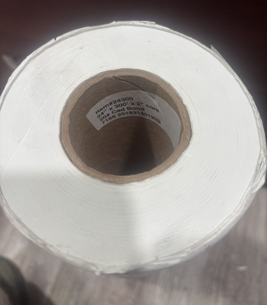 CAD Bonf Plotter Paper Roll 24"x300'x2" 1 Roll