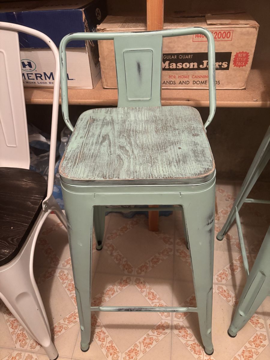 4 Teal Bar Stools