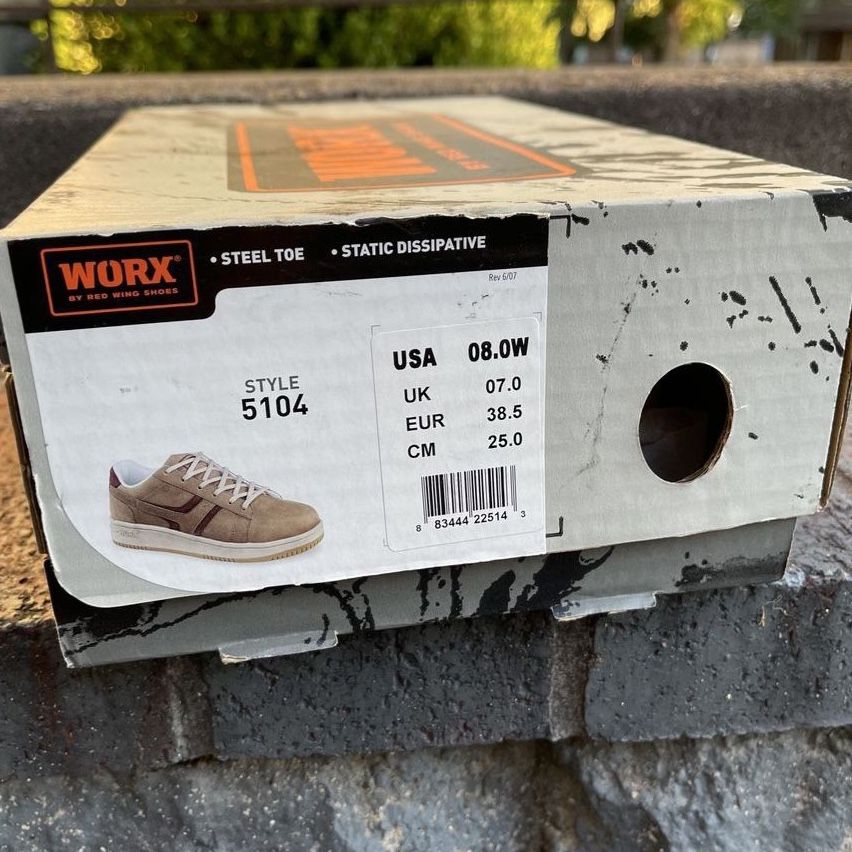 WORX by Red Wing Shoes Style 5104 Steel Toe Work Shoes Brown Size 8W