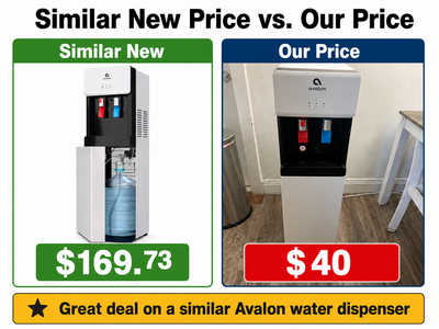 Avalon white water cooler dispenser with 5- 5 gallon water bottles