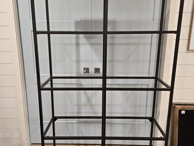 2 metal frame and glass shelves for sale: $60 each