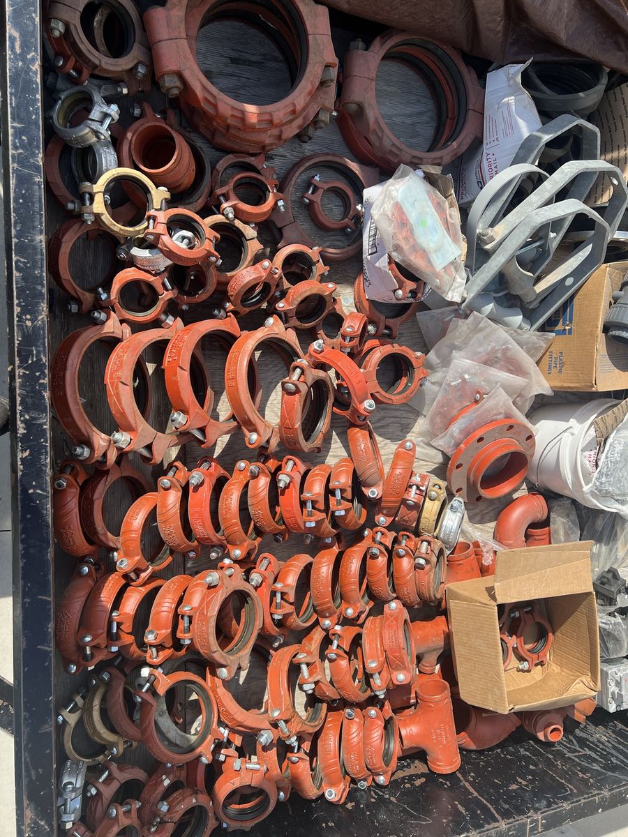 Assorted Grooved Pipe Couplings, Fittings, and Valves Lot