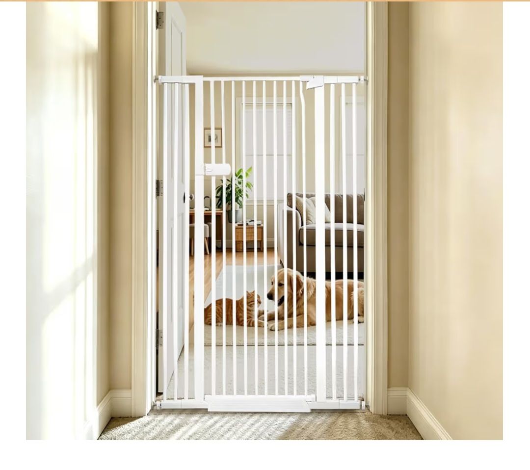 New Lumizone 55.12" Tall Pressure Mounted Pet Gate White