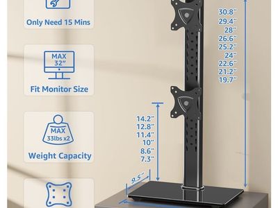 Vertical Dual Moniter Stand- New