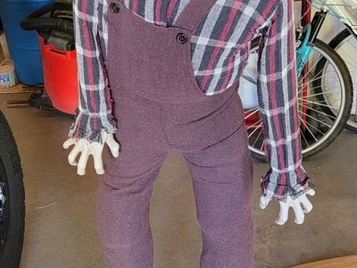 Zombie Halloween Animatronic Prop - Plaid Shirt & Overalls