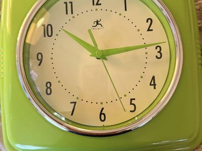 Infinity Instruments Retro 9.5" Square Lime Green Wall Clock