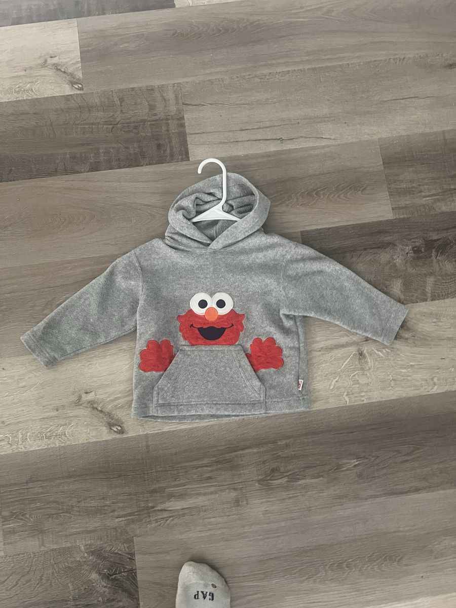 Elmo Gray Fleece Hoodie Sweatshirt with Front Pocket