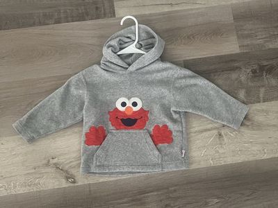 Elmo Gray Fleece Hoodie Sweatshirt with Front Pocket