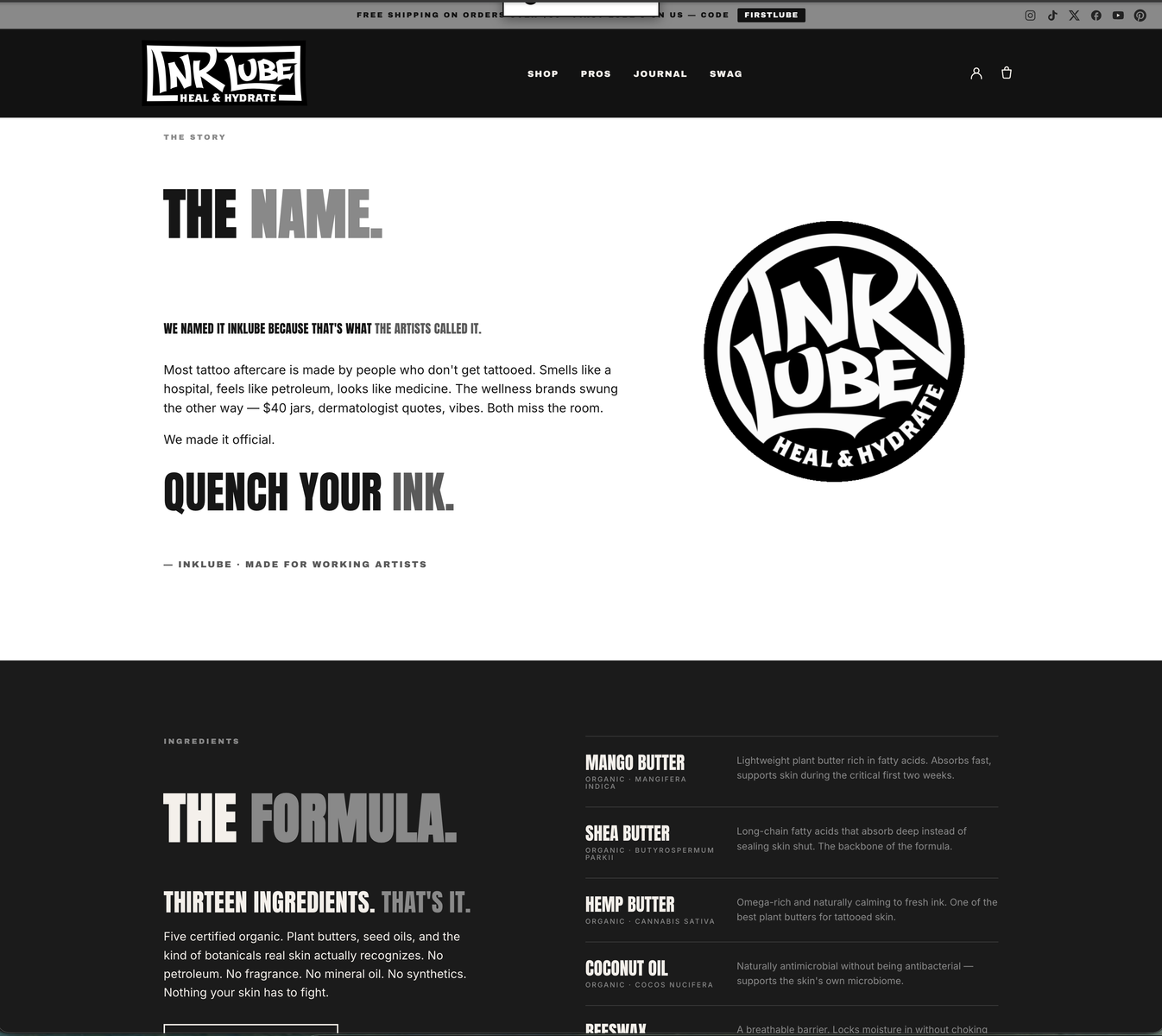 INKLUBE.com Tattoo Cream - ALL NATURAL AND ORGANIC