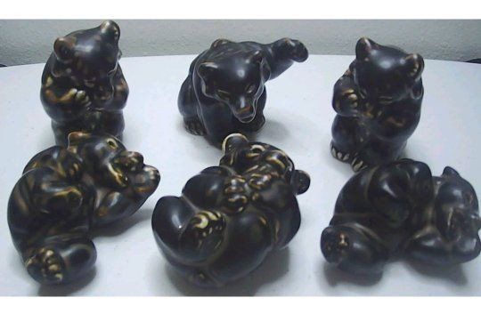 Vtg Collectible Set - Royal Copenhagen Set of 6 Bear Cub Figurines by Knud Kyhn
