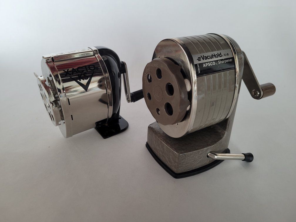 Vintage Pencil Sharpeners: X-Acto KS & APSCO VacuHold V-5 - Manual, Multi-Hole