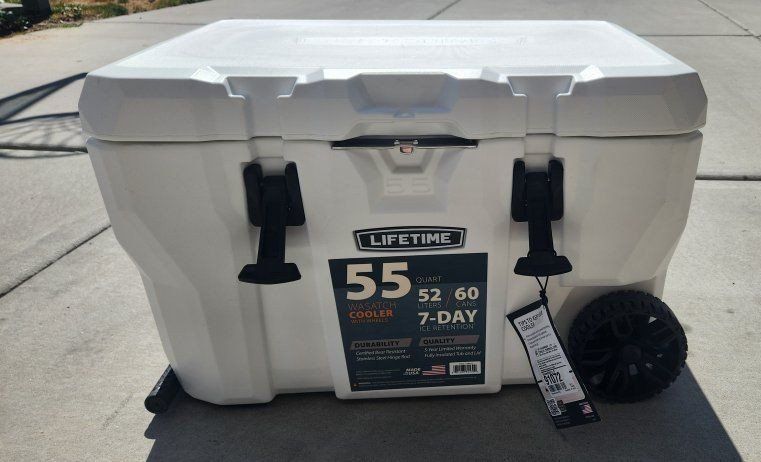 Lifetime 55 Quart Wasatch Cooler with Wheels - White