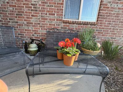 - Outdoor Metal Patio Set - Metal Mesh Design - Chair - Ottoman - Glider - Coffee Table -